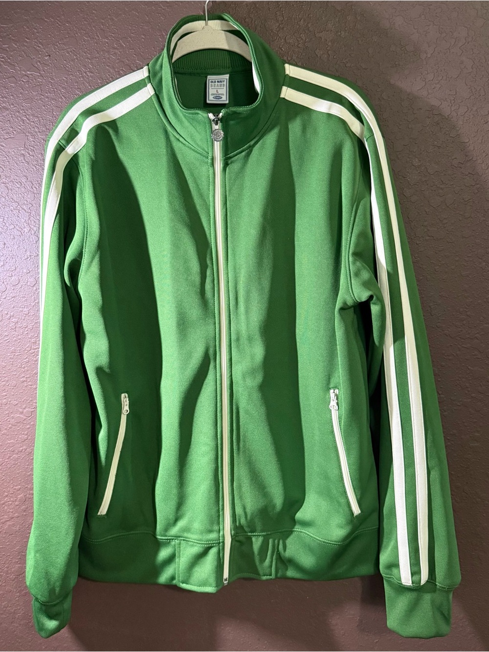 Old Navy Men’s Retro Track Jacket Green White Size Large